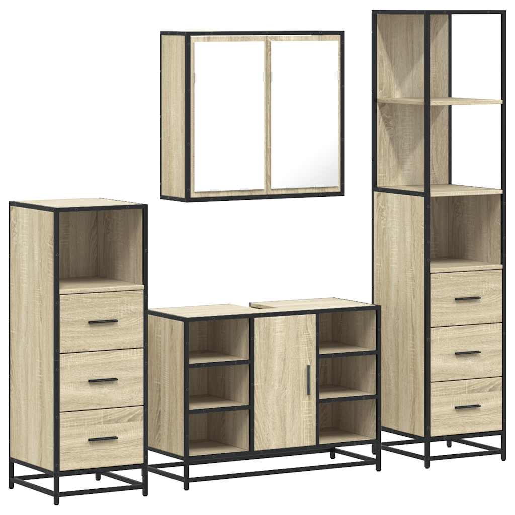 Ensemble de meubles de salle de bain 4 pcs chêne sonoma
