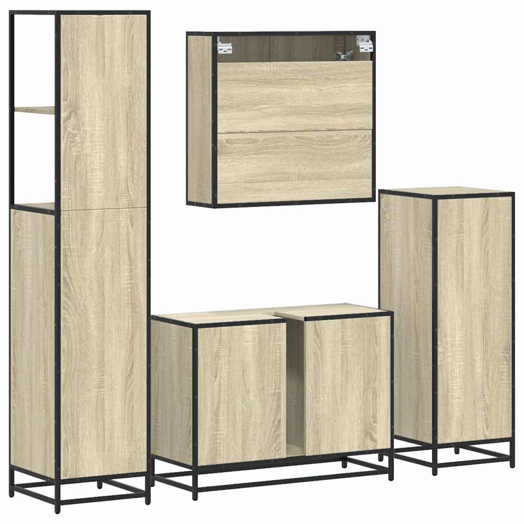 Ensemble de meubles de salle de bain 4 pcs chêne sonoma