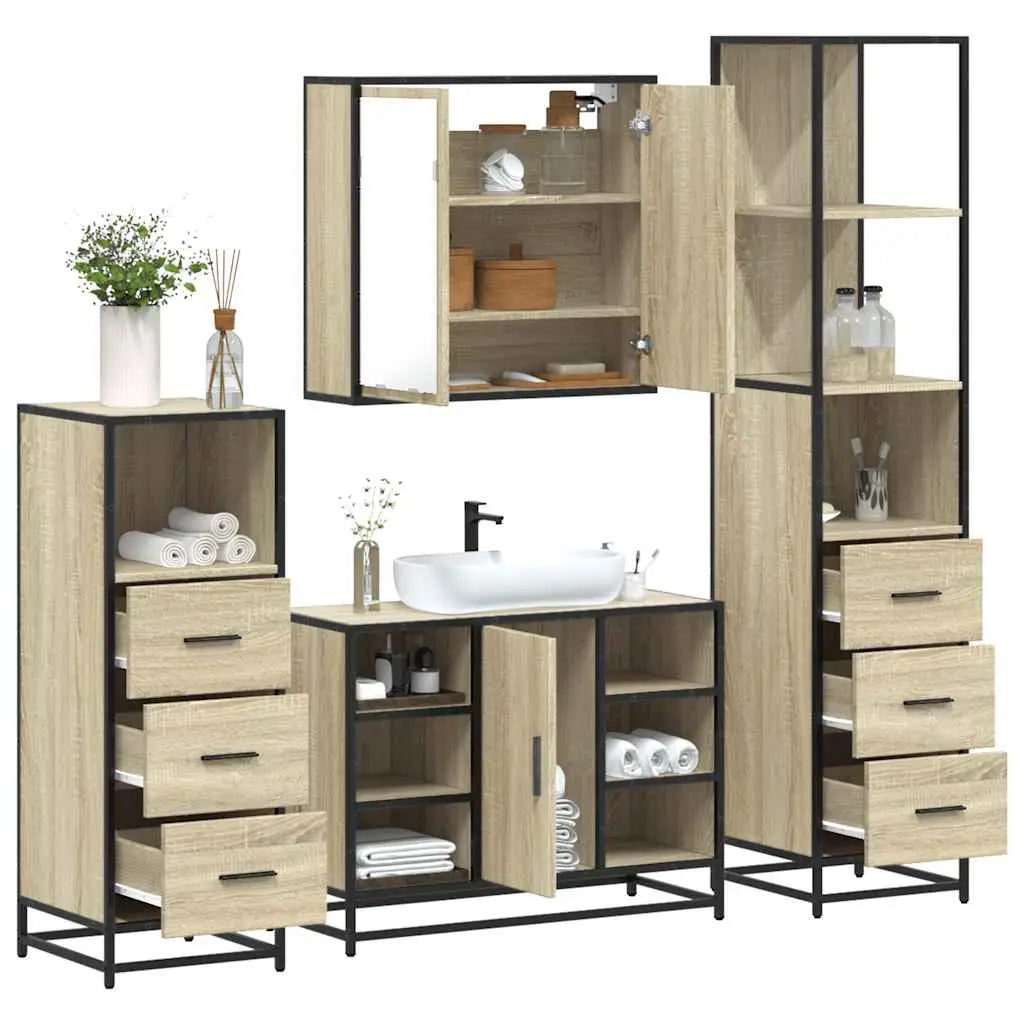 Ensemble de meubles de salle de bain 4 pcs chêne sonoma - XIOS