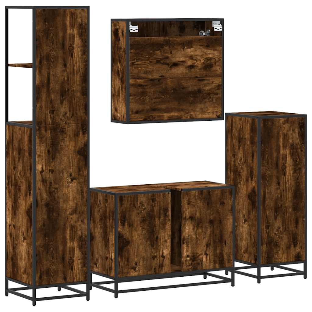 Ensemble meubles salle de bain 4 pcs chêne fumé bois ingénierie