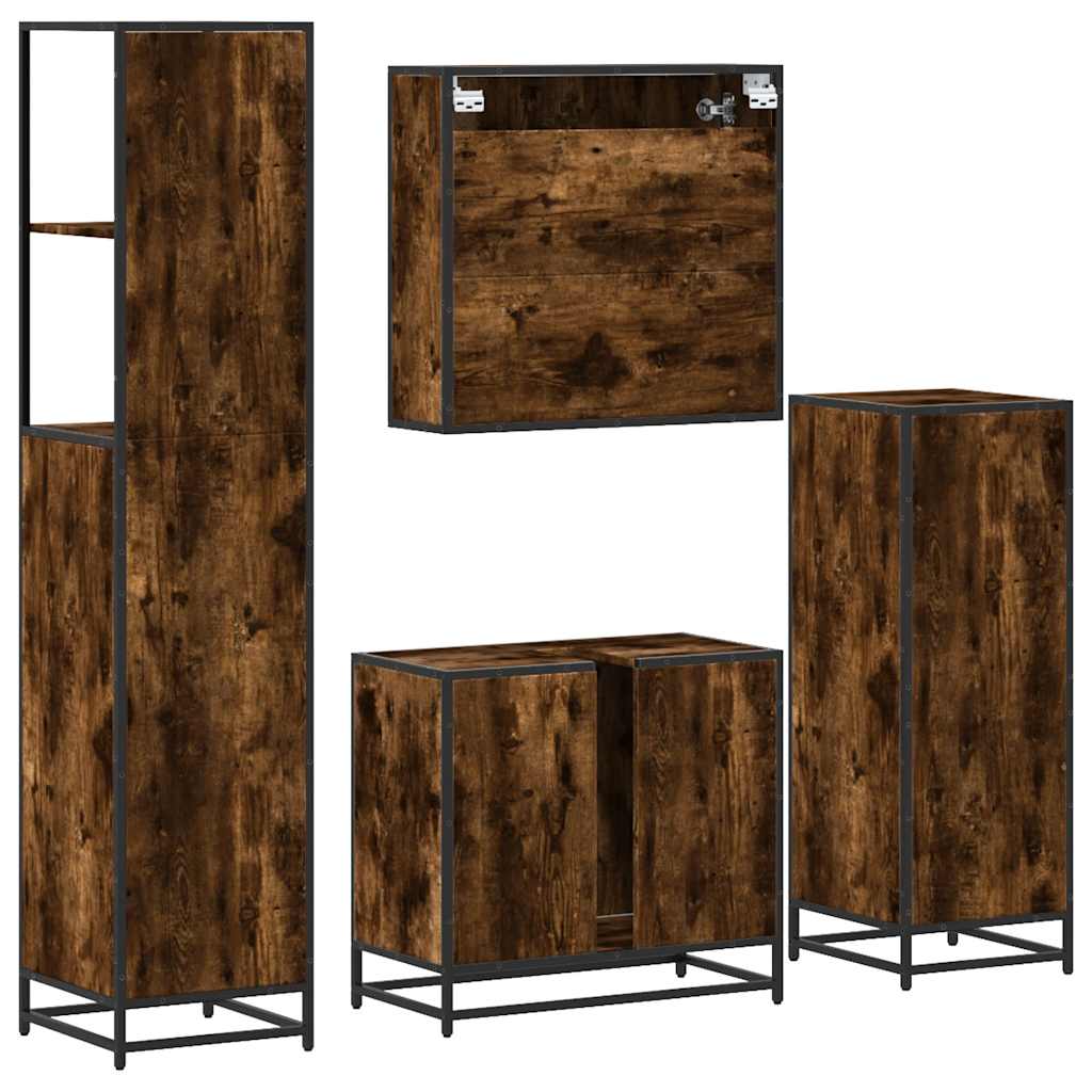 Ensemble meubles salle de bain 4 pcs chêne fumé bois ingénierie
