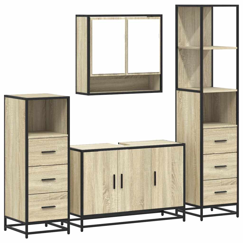 Ensemble de meubles de salle de bain 4 pcs chêne sonoma