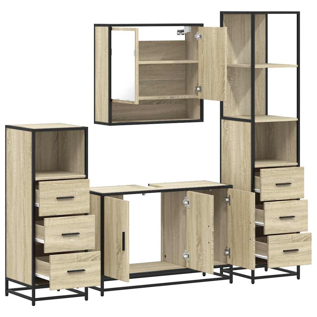 Ensemble de meubles de salle de bain 4 pcs chêne sonoma