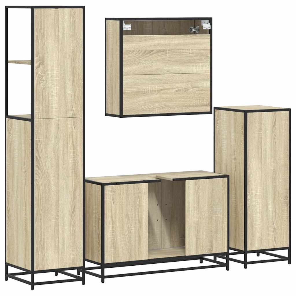 Ensemble de meubles de salle de bain 4 pcs chêne sonoma