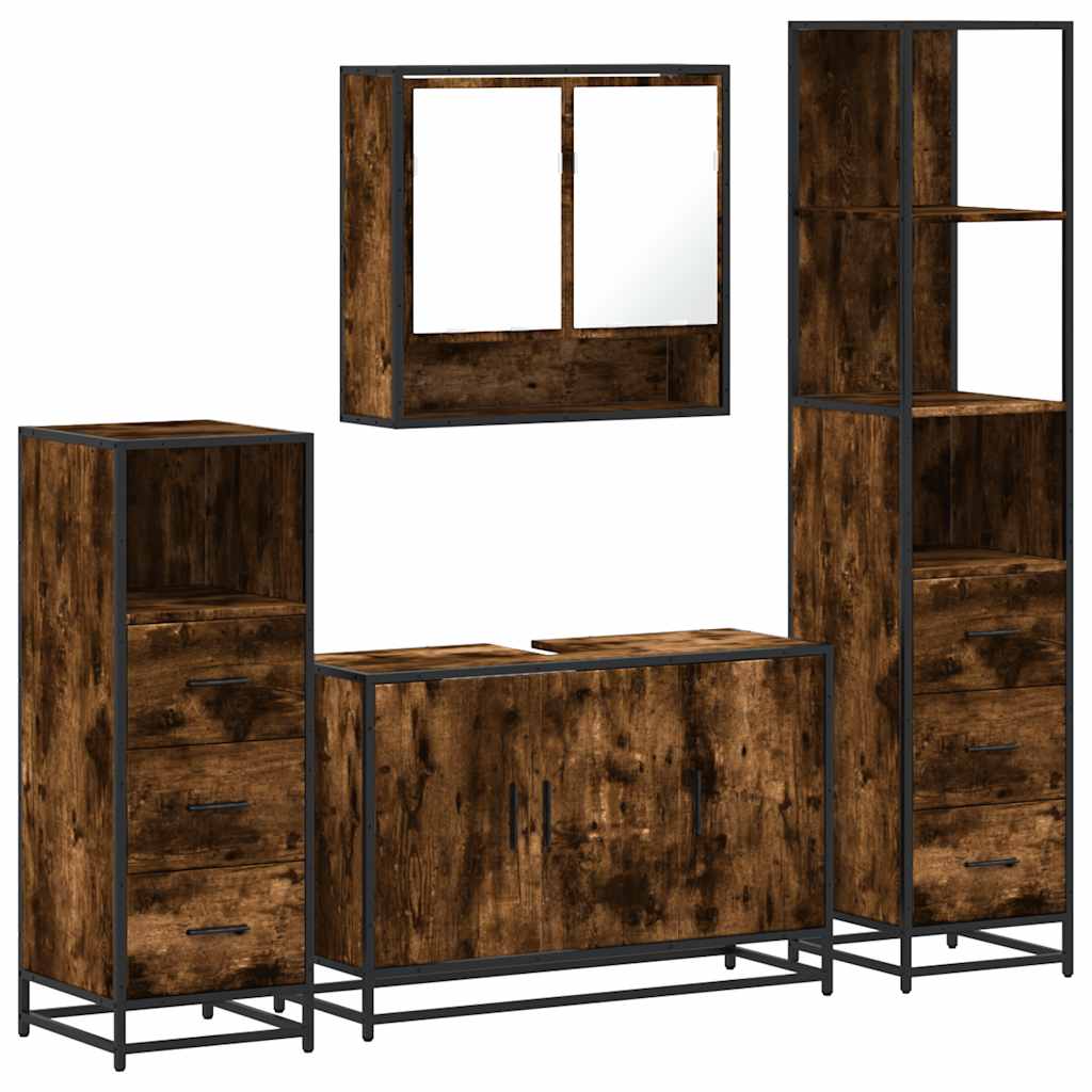 Ensemble meubles salle de bain 4 pcs chêne fumé bois ingénierie
