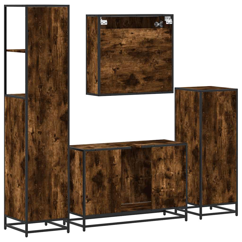 Ensemble meubles salle de bain 4 pcs chêne fumé bois ingénierie