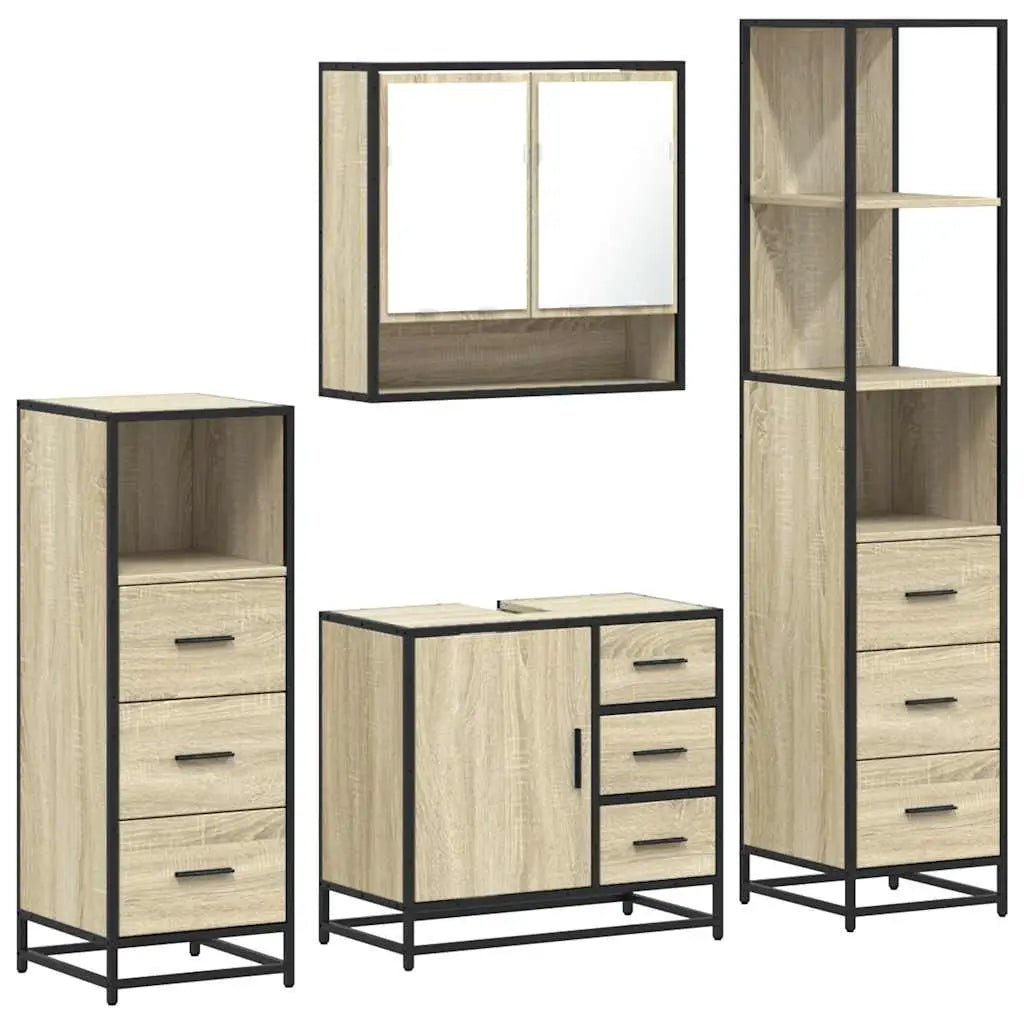 Ensemble de meubles de salle de bain 4 pcs chêne sonoma - XIOS