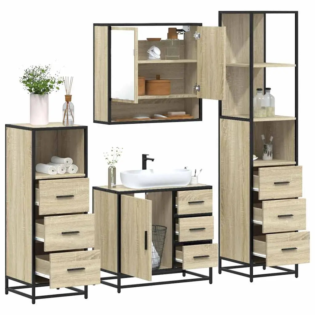 Ensemble de meubles de salle de bain 4 pcs chêne sonoma - XIOS