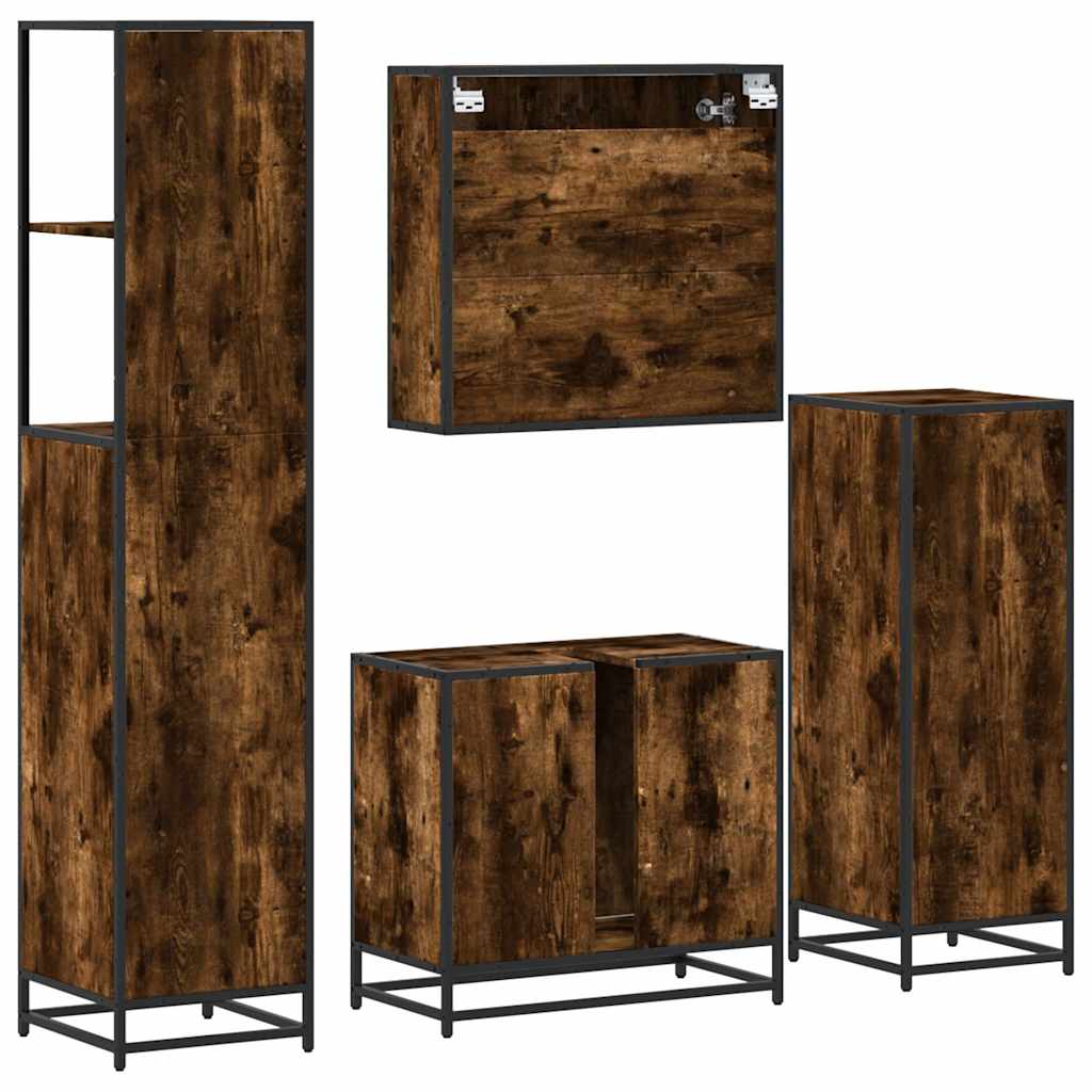 Ensemble meubles salle de bain 4 pcs chêne fumé bois ingénierie