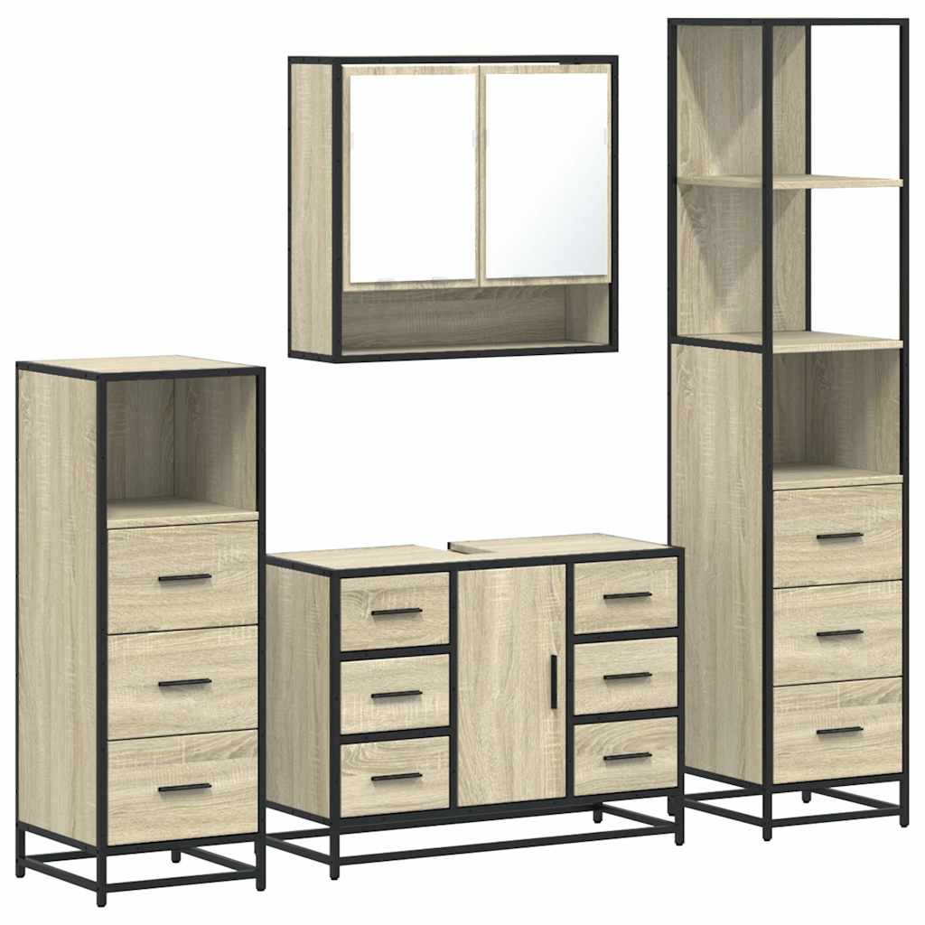 Ensemble de meubles de salle de bain 4 pcs chêne sonoma