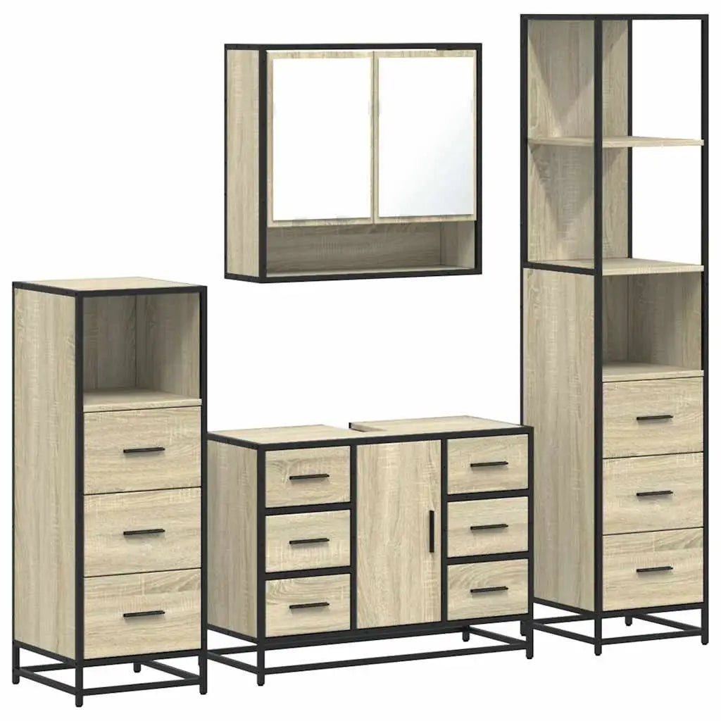Ensemble de meubles de salle de bain 4 pcs chêne sonoma - XIOS