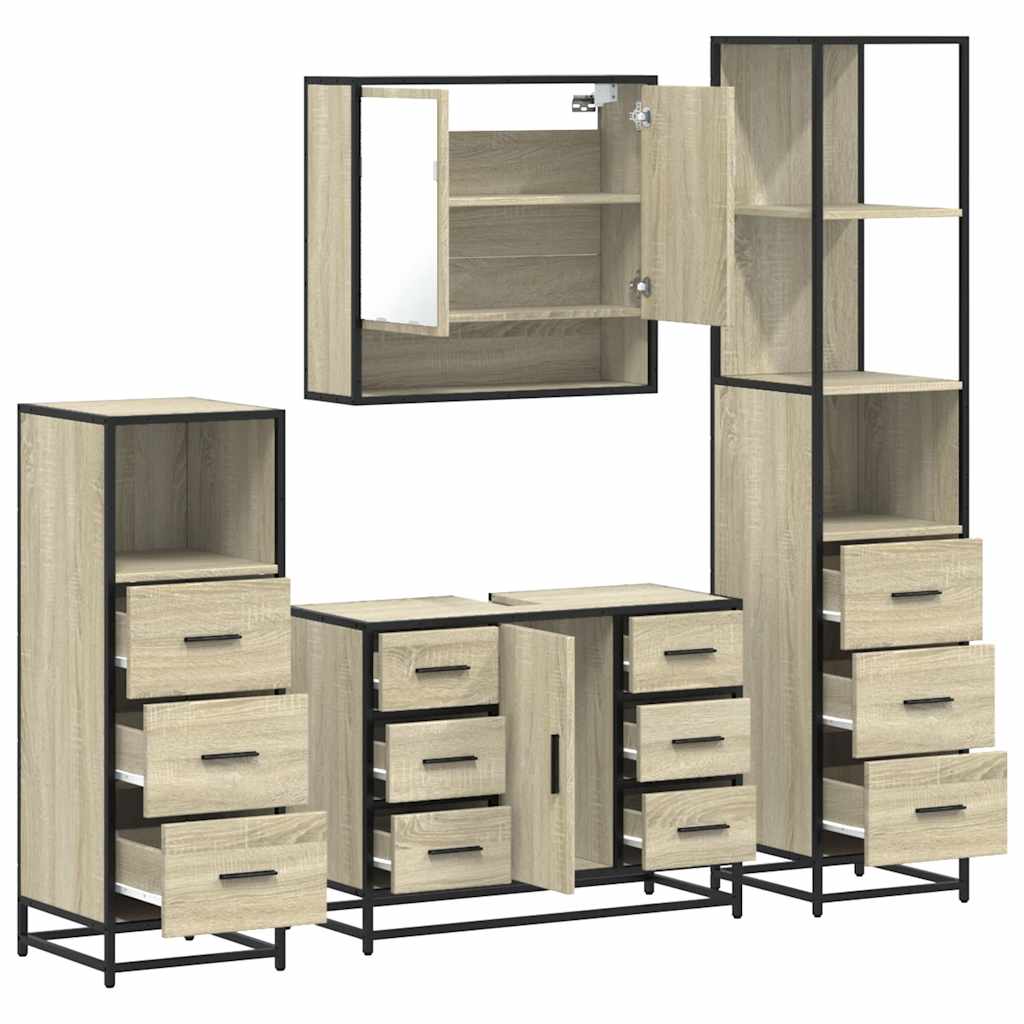 Ensemble de meubles de salle de bain 4 pcs chêne sonoma