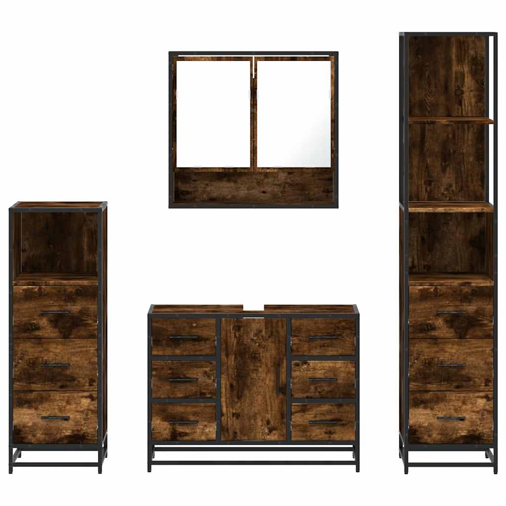 Ensemble meubles salle de bain 4 pcs chêne fumé bois ingénierie