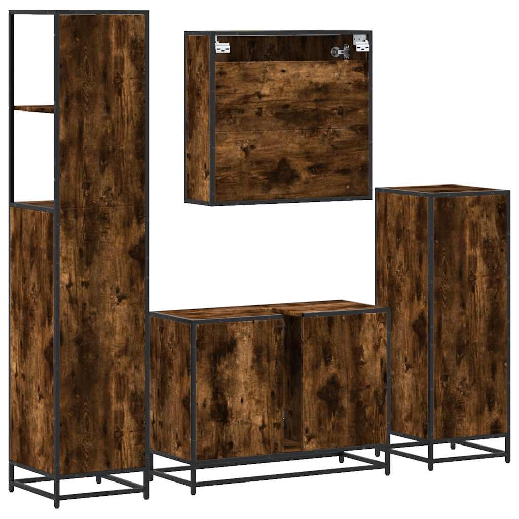 Ensemble meubles salle de bain 4 pcs chêne fumé bois ingénierie