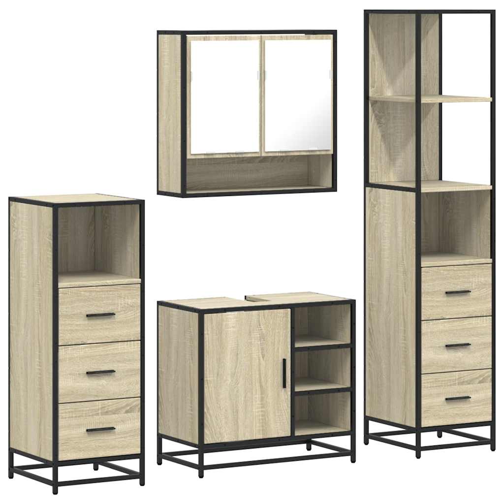 Ensemble de meubles de salle de bain 4 pcs chêne sonoma