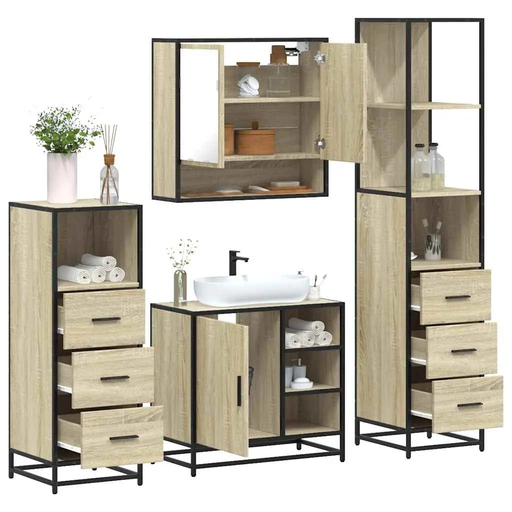 Ensemble de meubles de salle de bain 4 pcs chêne sonoma - XIOS