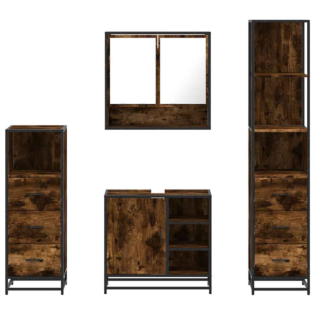 Ensemble meubles salle de bain 4 pcs chêne fumé bois ingénierie