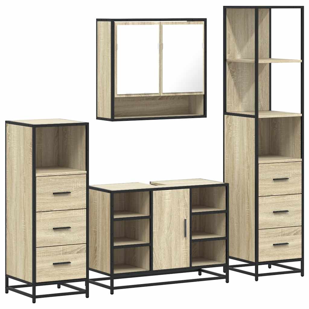 Ensemble de meubles de salle de bain 4 pcs chêne sonoma