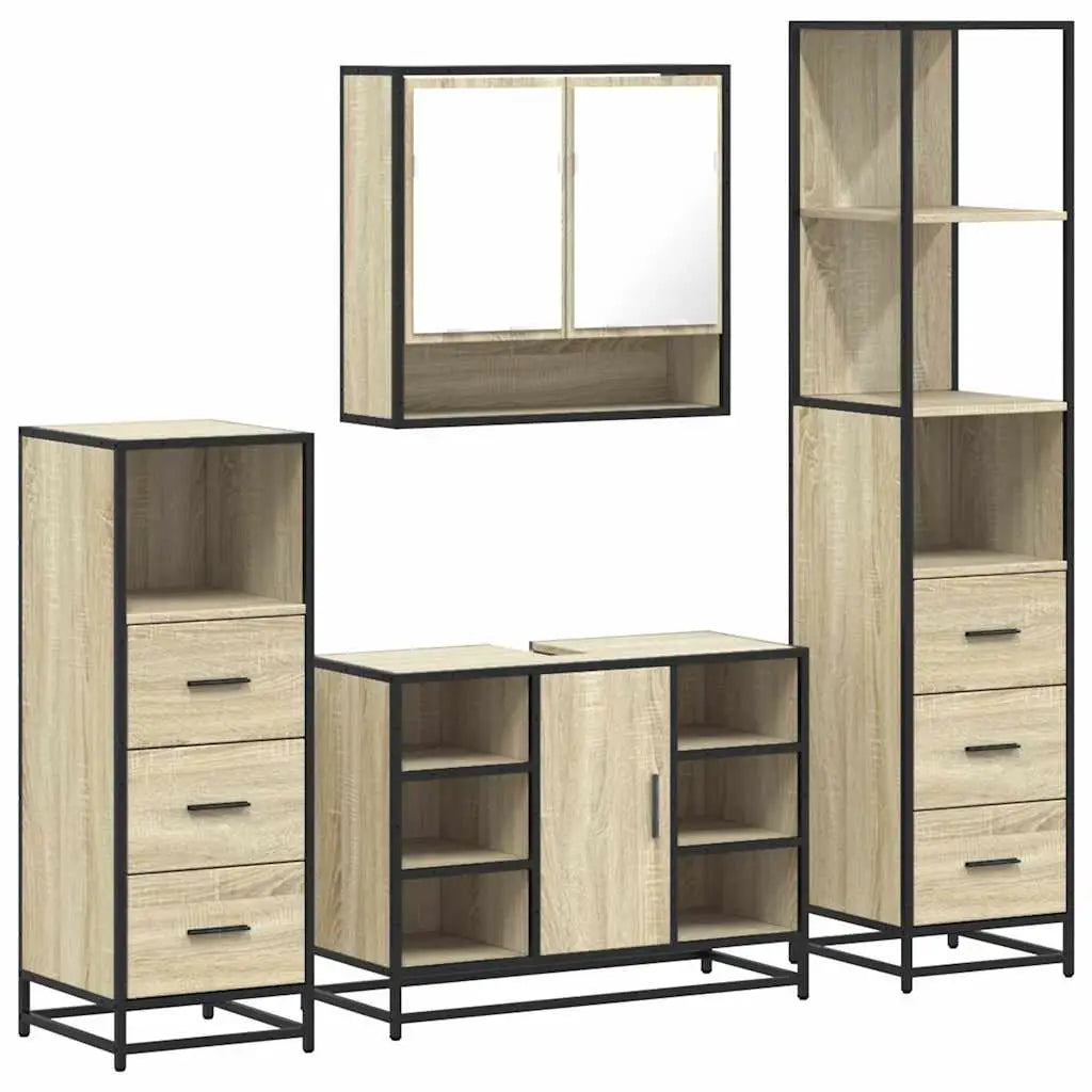 Ensemble de meubles de salle de bain 4 pcs chêne sonoma - XIOS