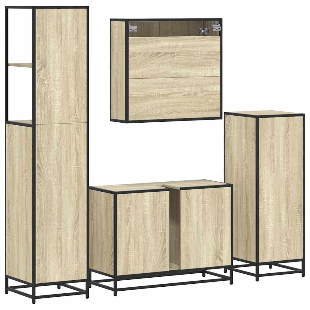 Ensemble de meubles de salle de bain 4 pcs chêne sonoma