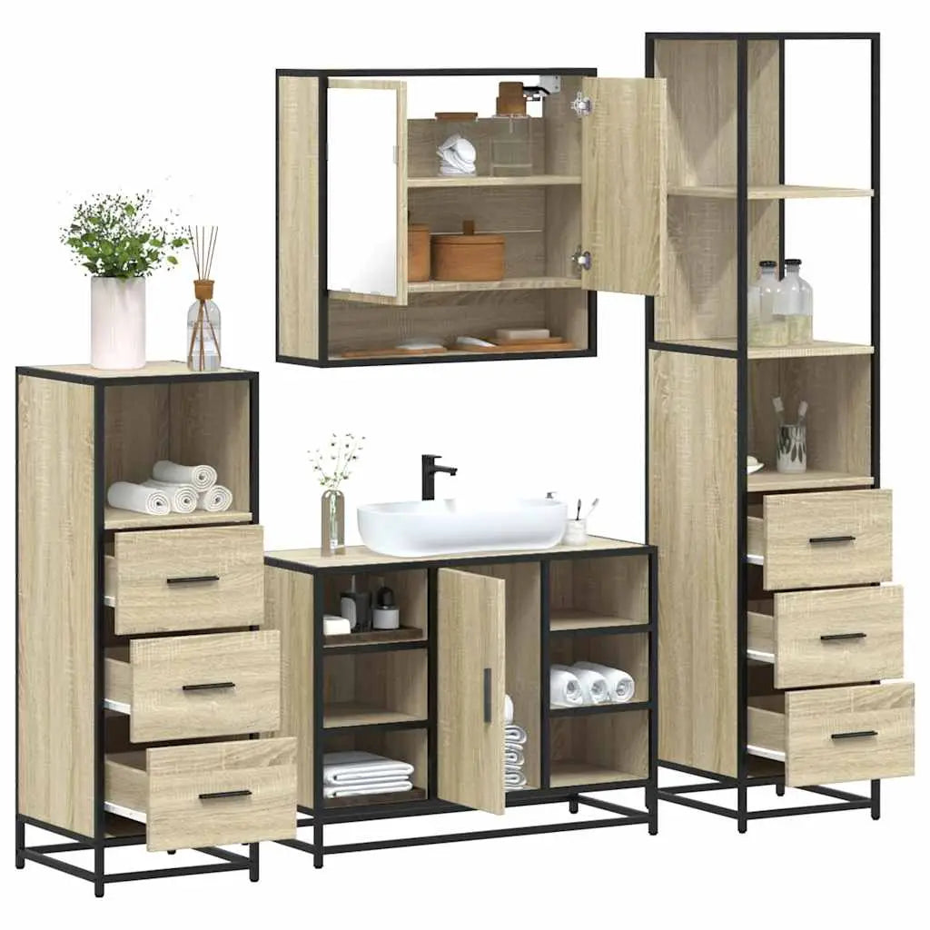 Ensemble de meubles de salle de bain 4 pcs chêne sonoma - XIOS