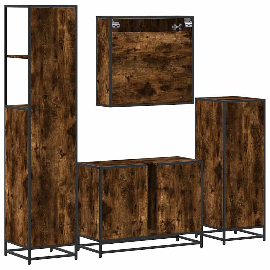 Ensemble meubles salle de bain 4 pcs chêne fumé bois ingénierie