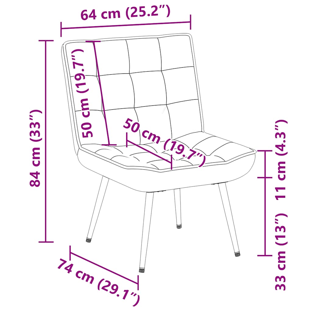 Chaise de relaxation gris foncé 64x74x84 cm velours - XIOS