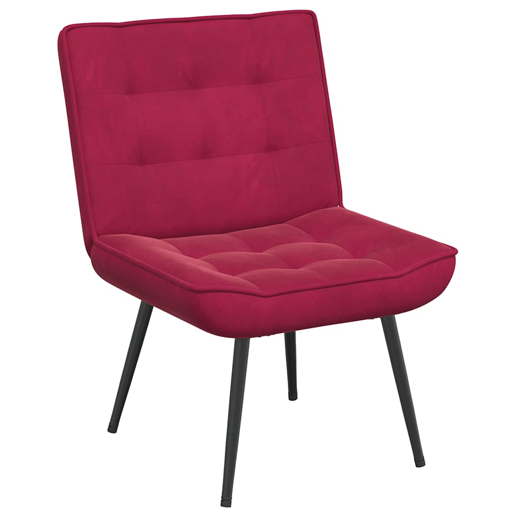 Chaise de relaxation rouge bordeaux 64x74x84 cm velours - XIOS