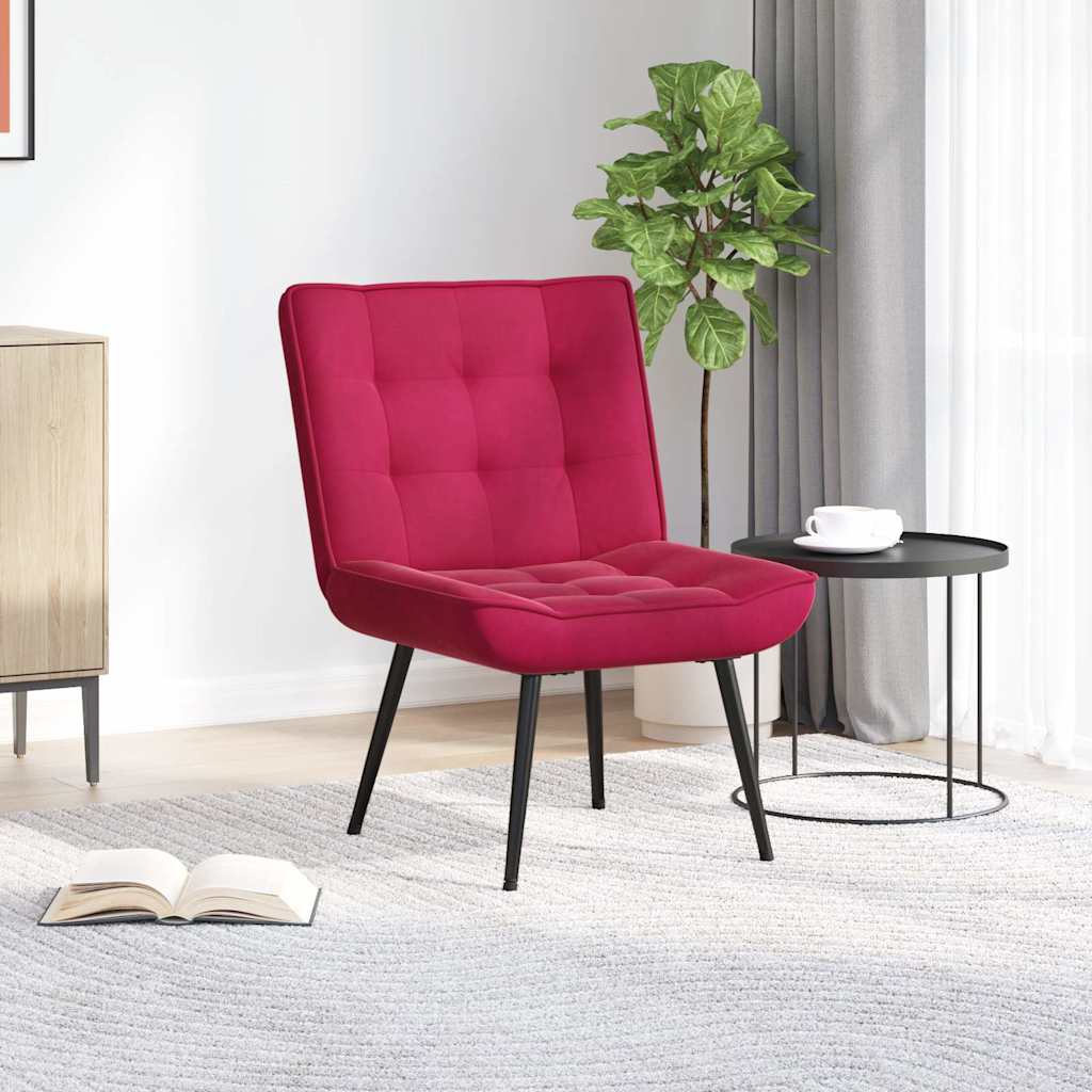 Chaise de relaxation rouge bordeaux 64x74x84 cm velours - XIOS