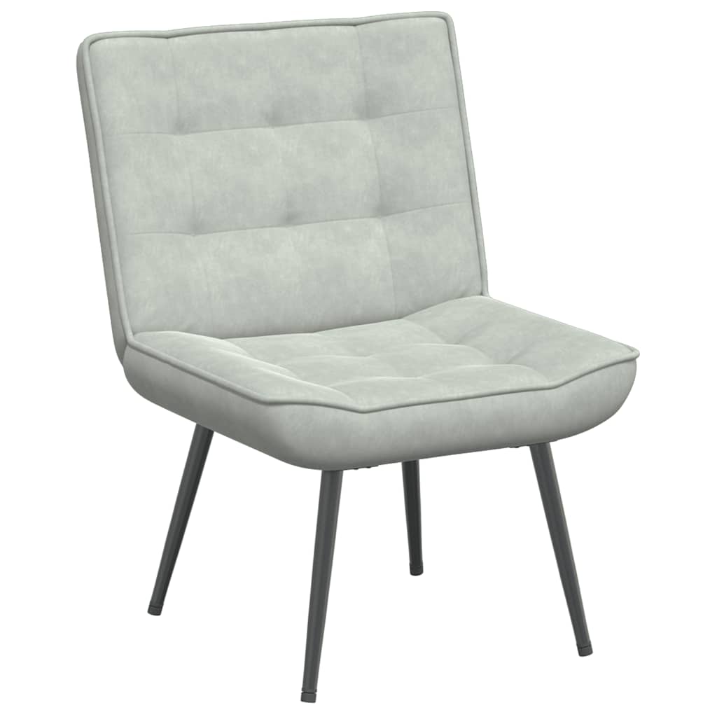 Chaise de relaxation avec tabouret Gris clair Velours - XIOS
