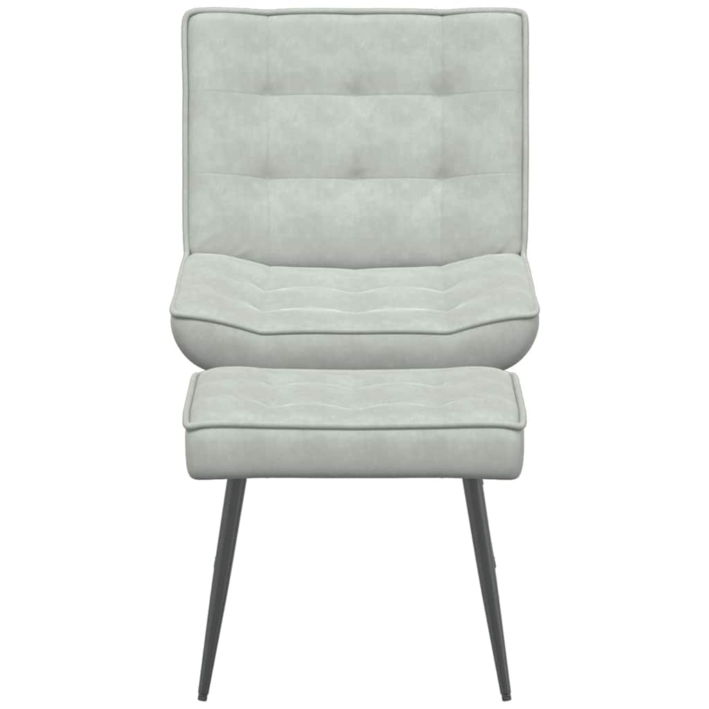Chaise de relaxation avec tabouret Gris clair Velours - XIOS