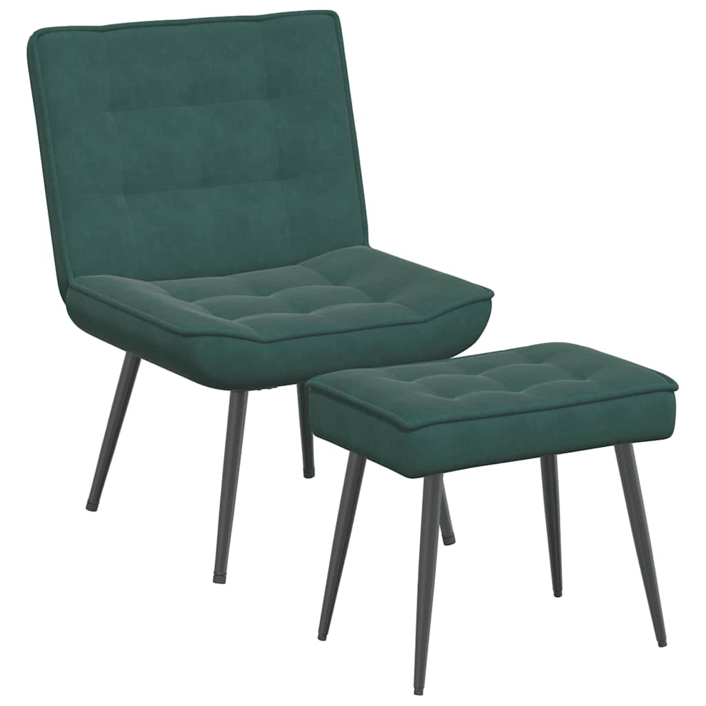 Chaise de relaxation avec tabouret Vert foncé Velours - XIOS
