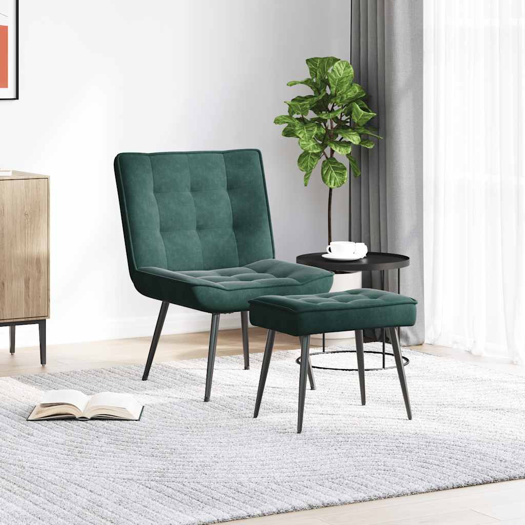 Chaise de relaxation avec tabouret Vert foncé Velours - XIOS
