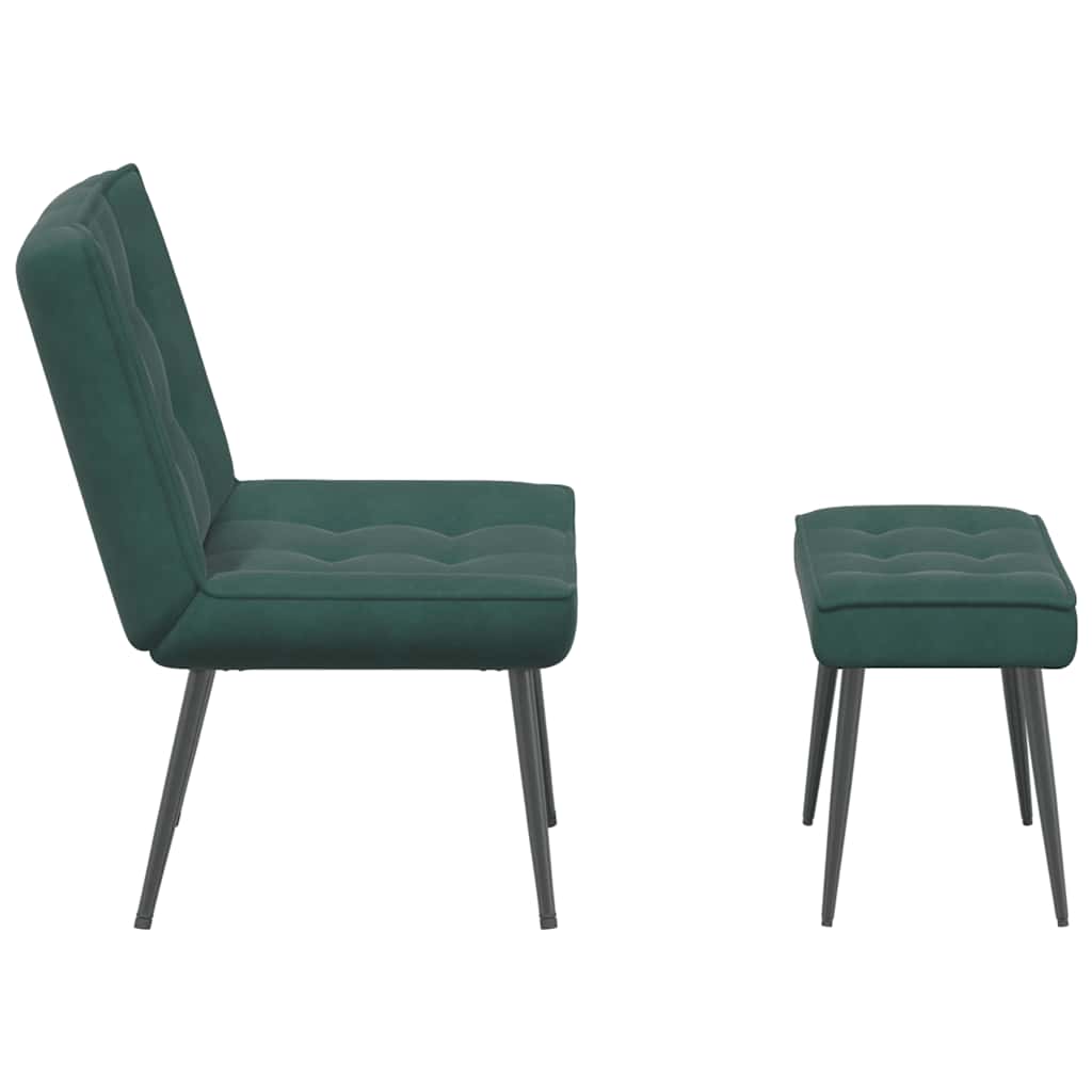Chaise de relaxation avec tabouret Vert foncé Velours - XIOS