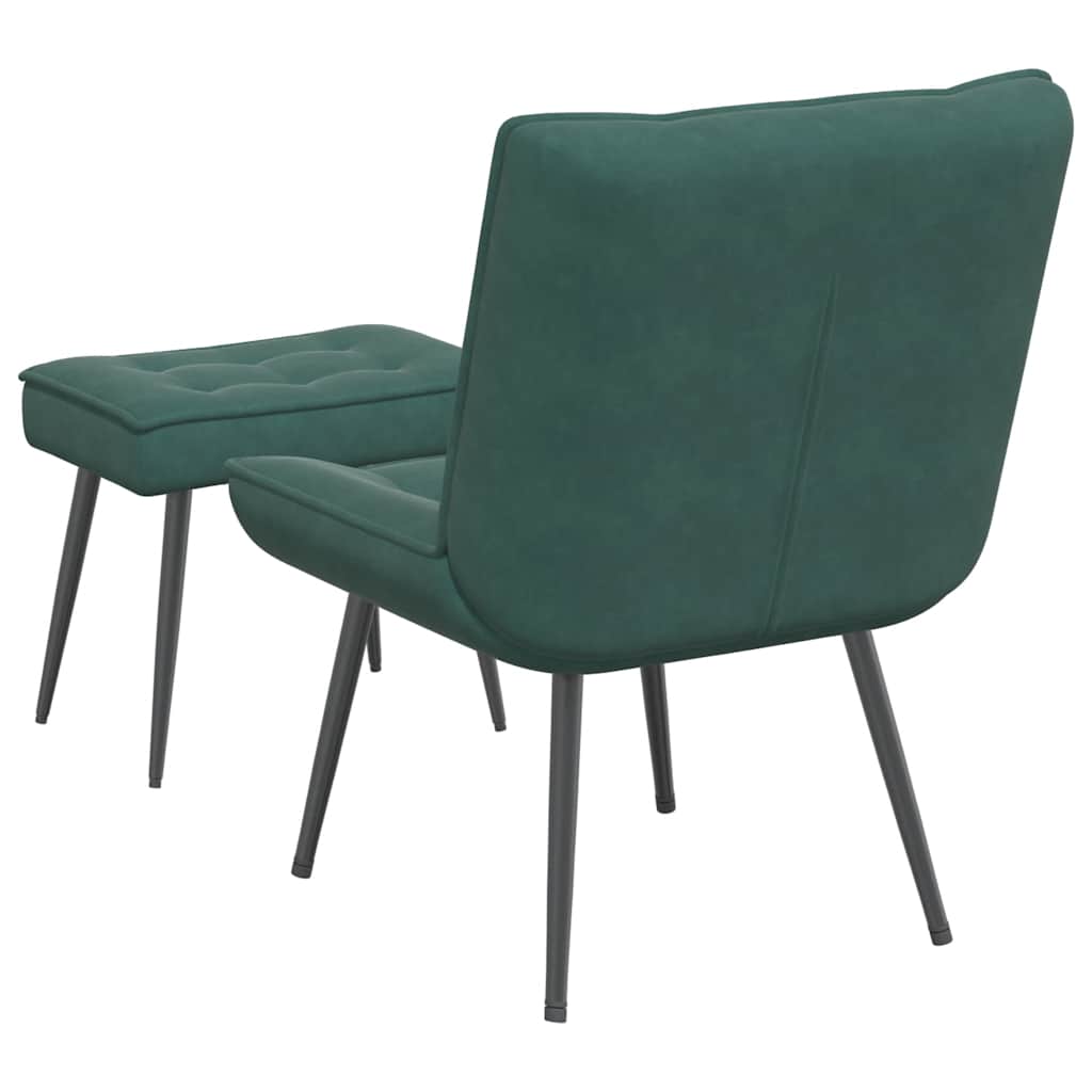 Chaise de relaxation avec tabouret Vert foncé Velours - XIOS