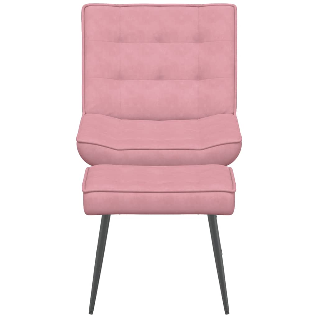 Chaise de relaxation avec tabouret Rose Velours - XIOS
