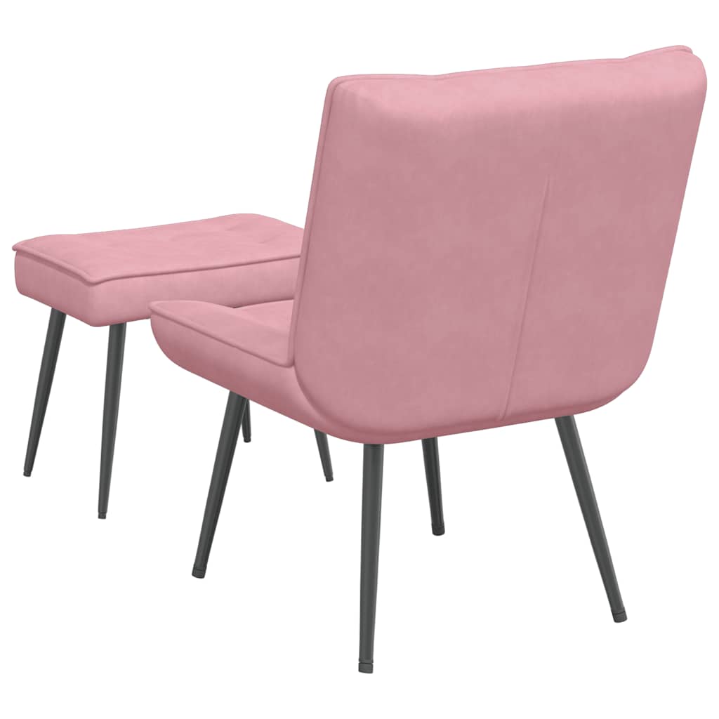 Chaise de relaxation avec tabouret Rose Velours - XIOS