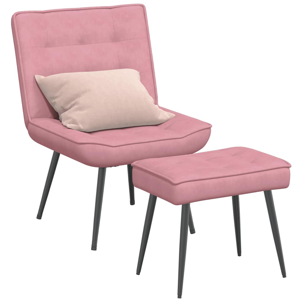 Chaise de relaxation avec tabouret Rose Velours - XIOS