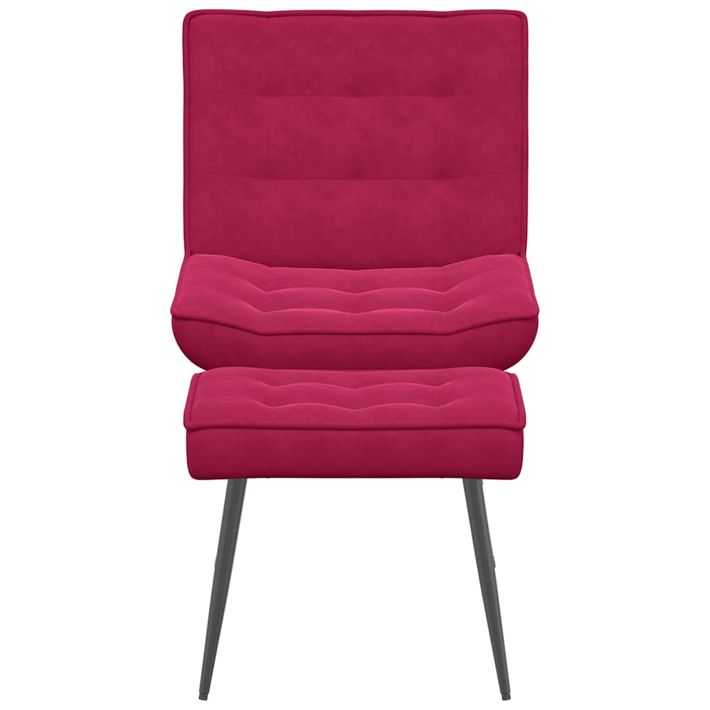 Chaise de relaxation avec tabouret Bordeaux Velours - XIOS
