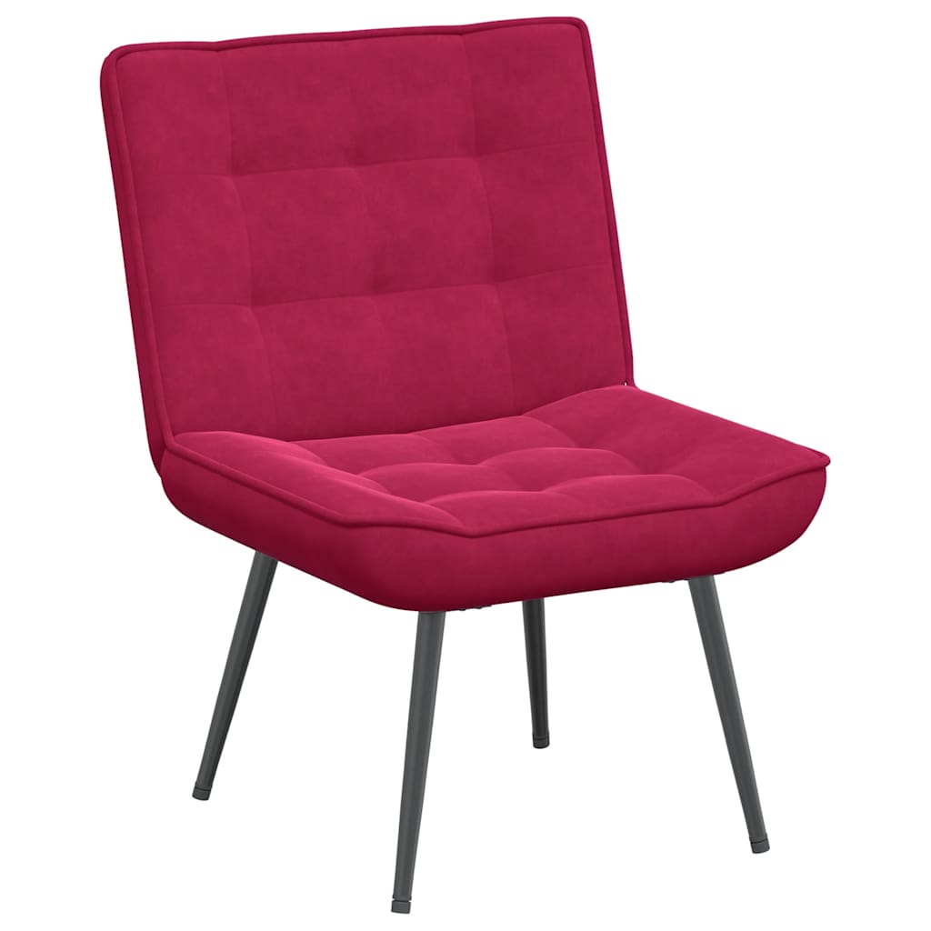 Chaise de relaxation avec tabouret Bordeaux Velours - XIOS