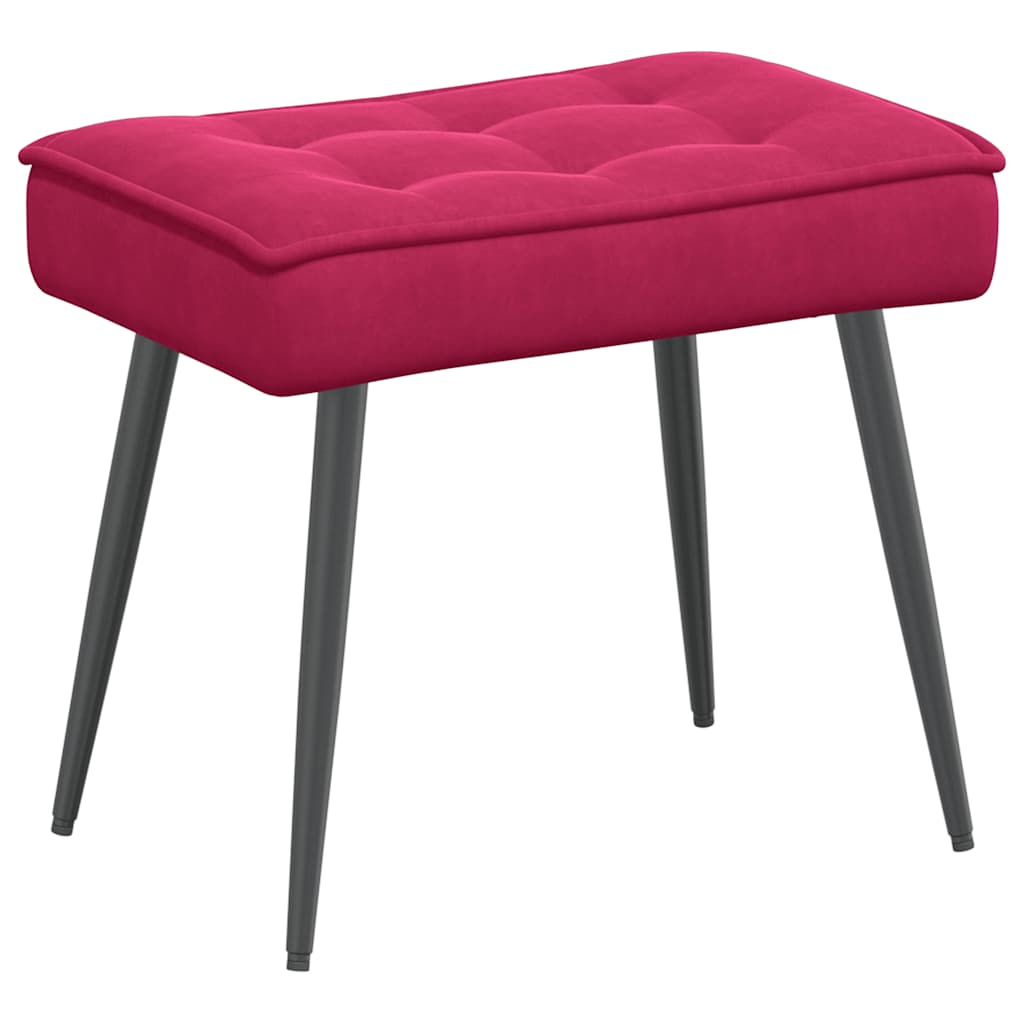 Chaise de relaxation avec tabouret Bordeaux Velours - XIOS