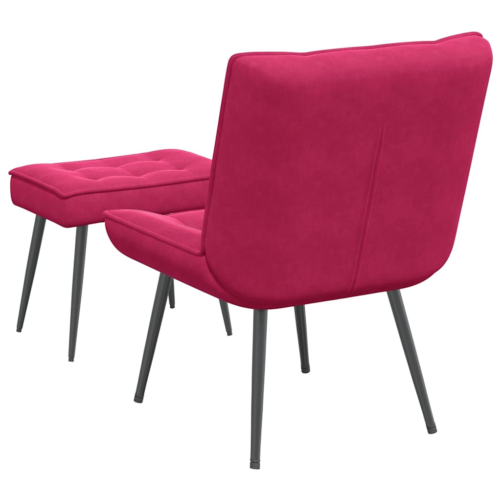 Chaise de relaxation avec tabouret Bordeaux Velours - XIOS