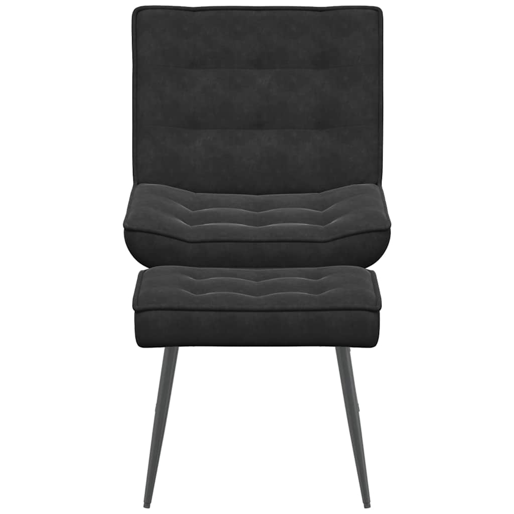 Chaise de relaxation avec tabouret Noir Velours - XIOS