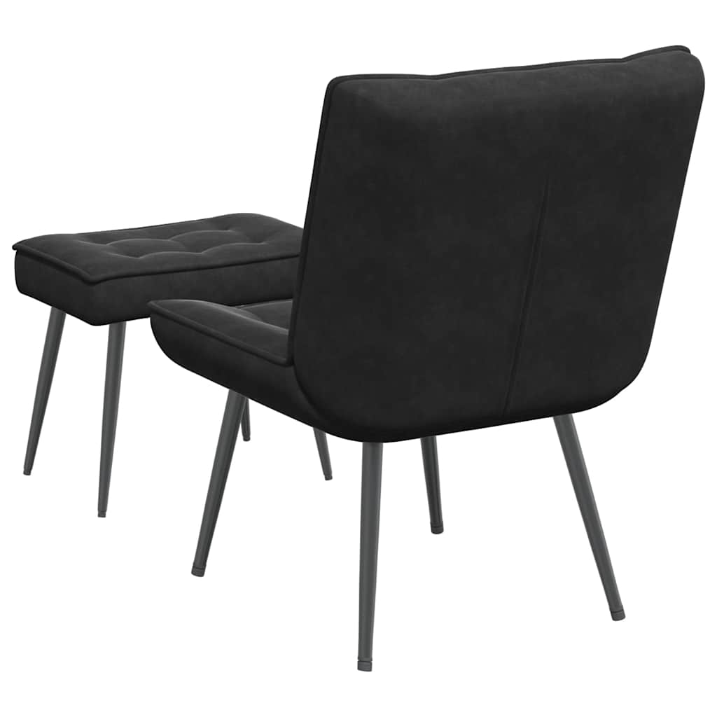 Chaise de relaxation avec tabouret Noir Velours - XIOS