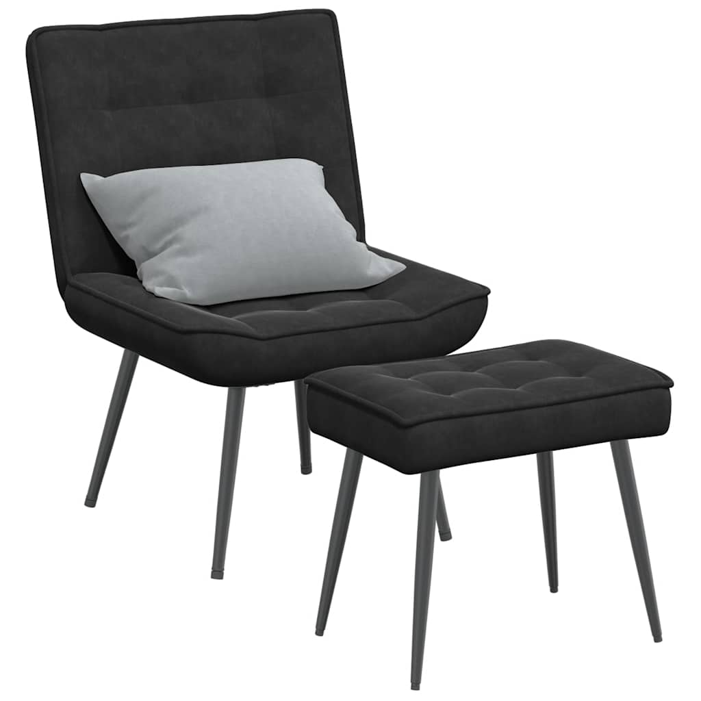Chaise de relaxation avec tabouret Noir Velours - XIOS