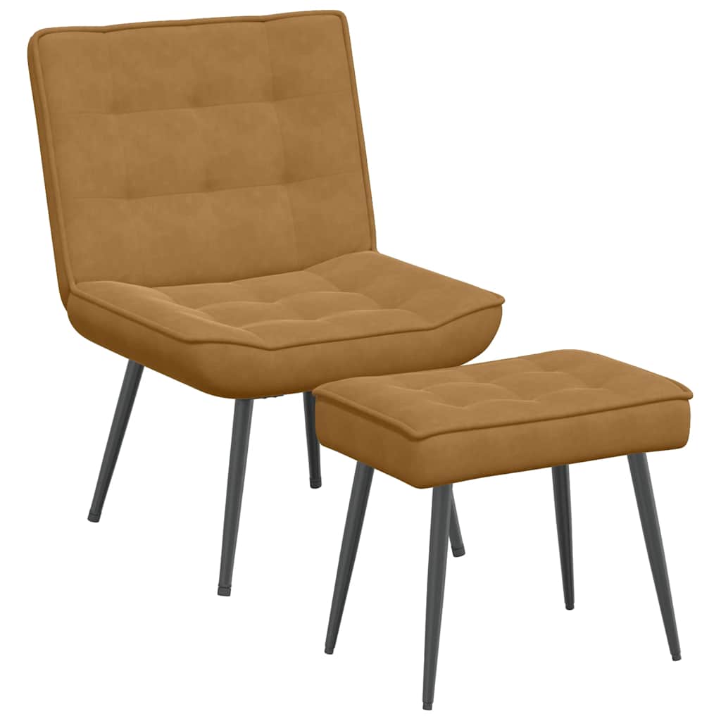 Chaise de relaxation avec tabouret Marron Velours - XIOS