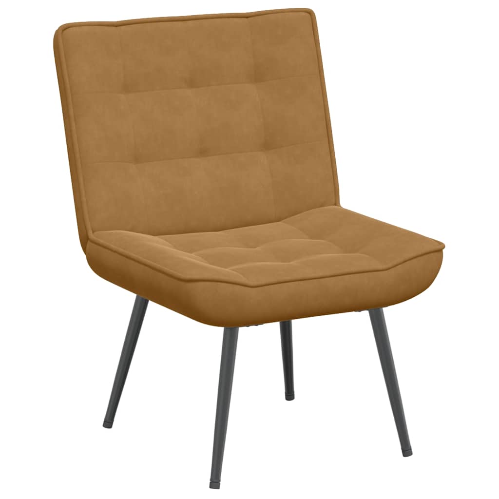 Chaise de relaxation avec tabouret Marron Velours - XIOS
