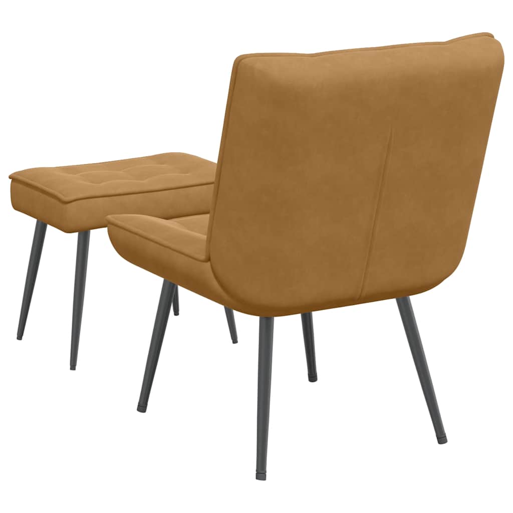 Chaise de relaxation avec tabouret Marron Velours - XIOS