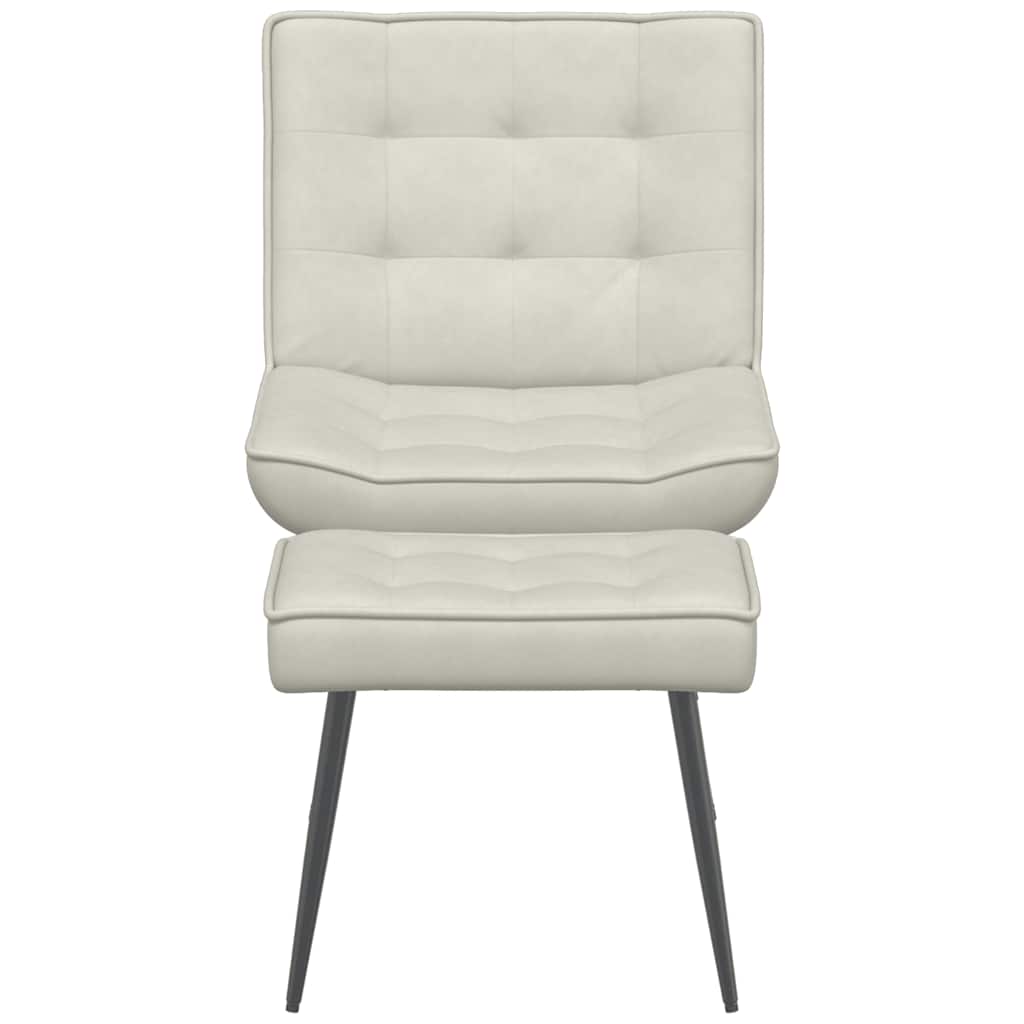 Chaise de relaxation avec tabouret crème velours - XIOS