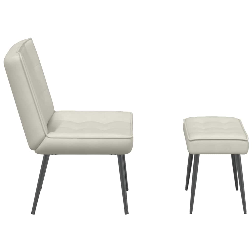 Chaise de relaxation avec tabouret crème velours - XIOS